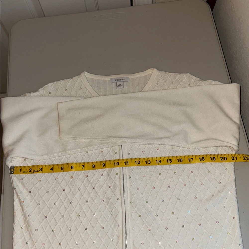 Dressbarn Ivory Knit Cardigan Size Medium. - Picture 7 of 13